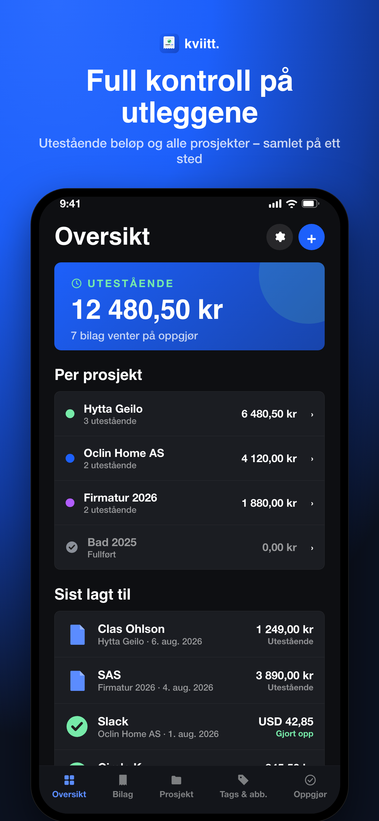 Oversikt i Kviitt
